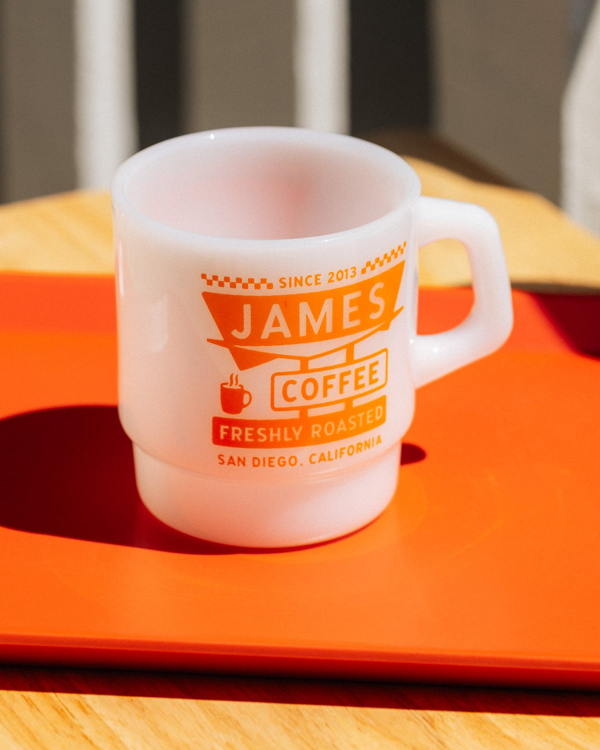 James Motel Milk Glass Mug