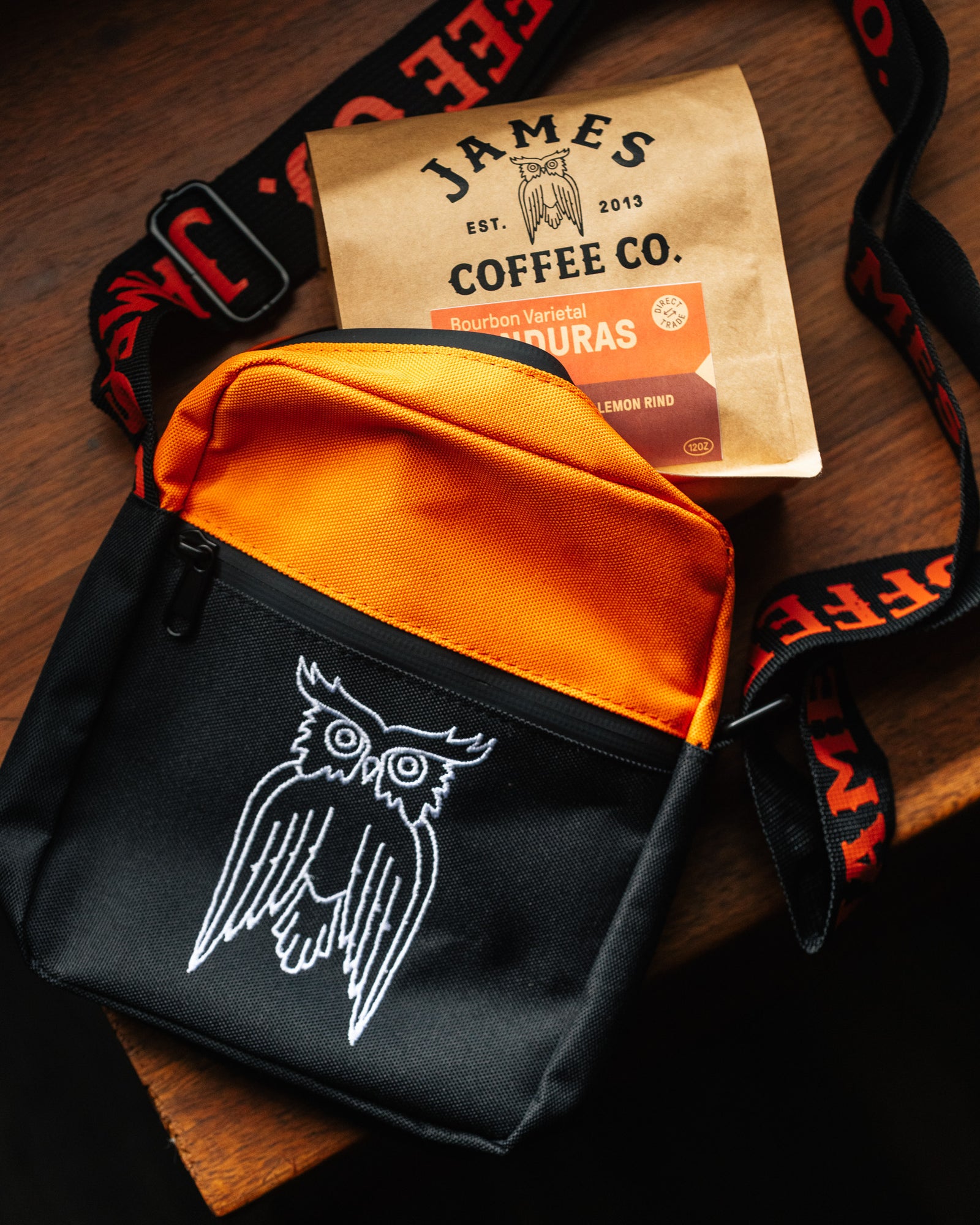 James Coffee Cross Body Bag Black